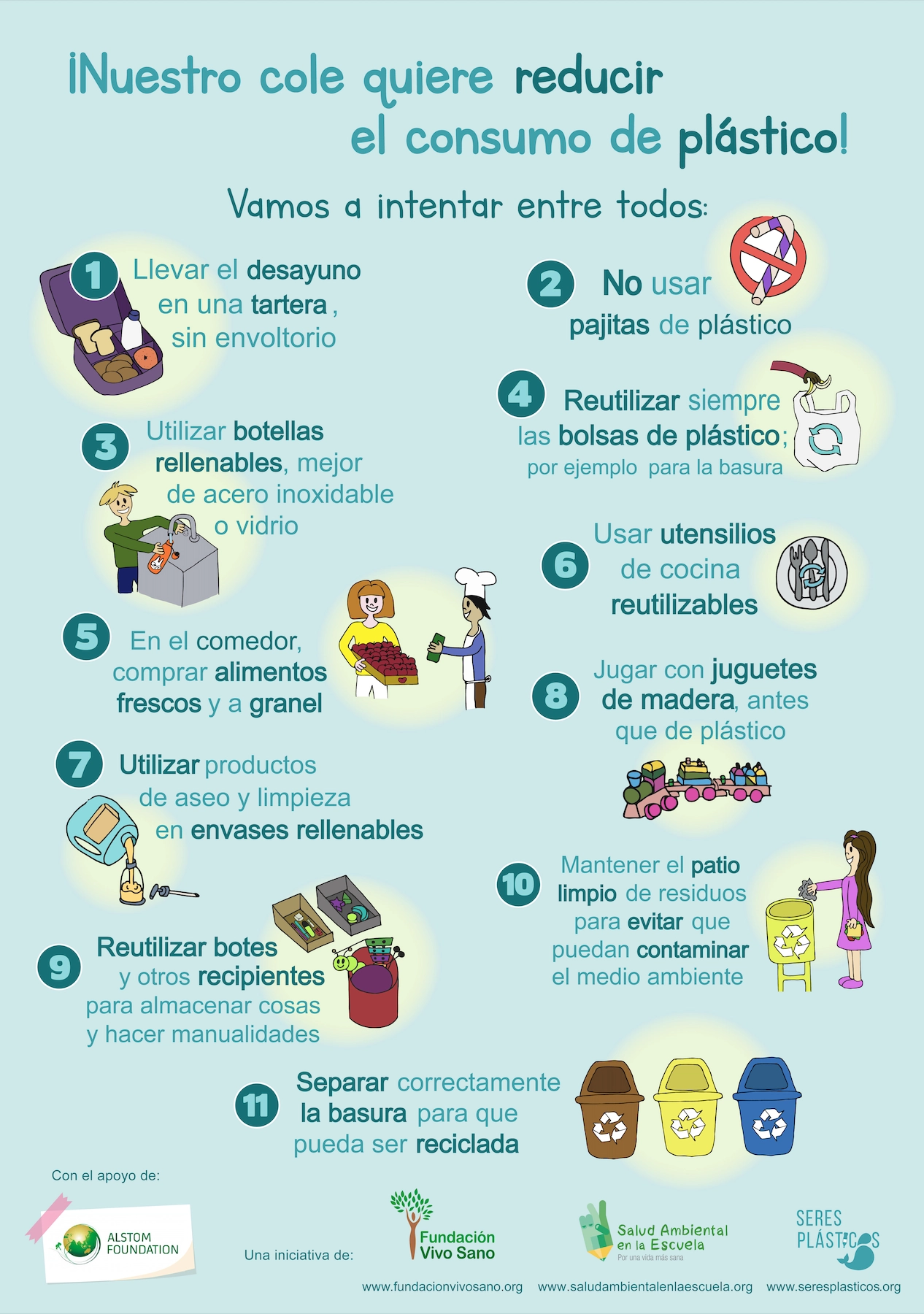 Póster “Nuestro cole quiere reducir el consumo de plástico”